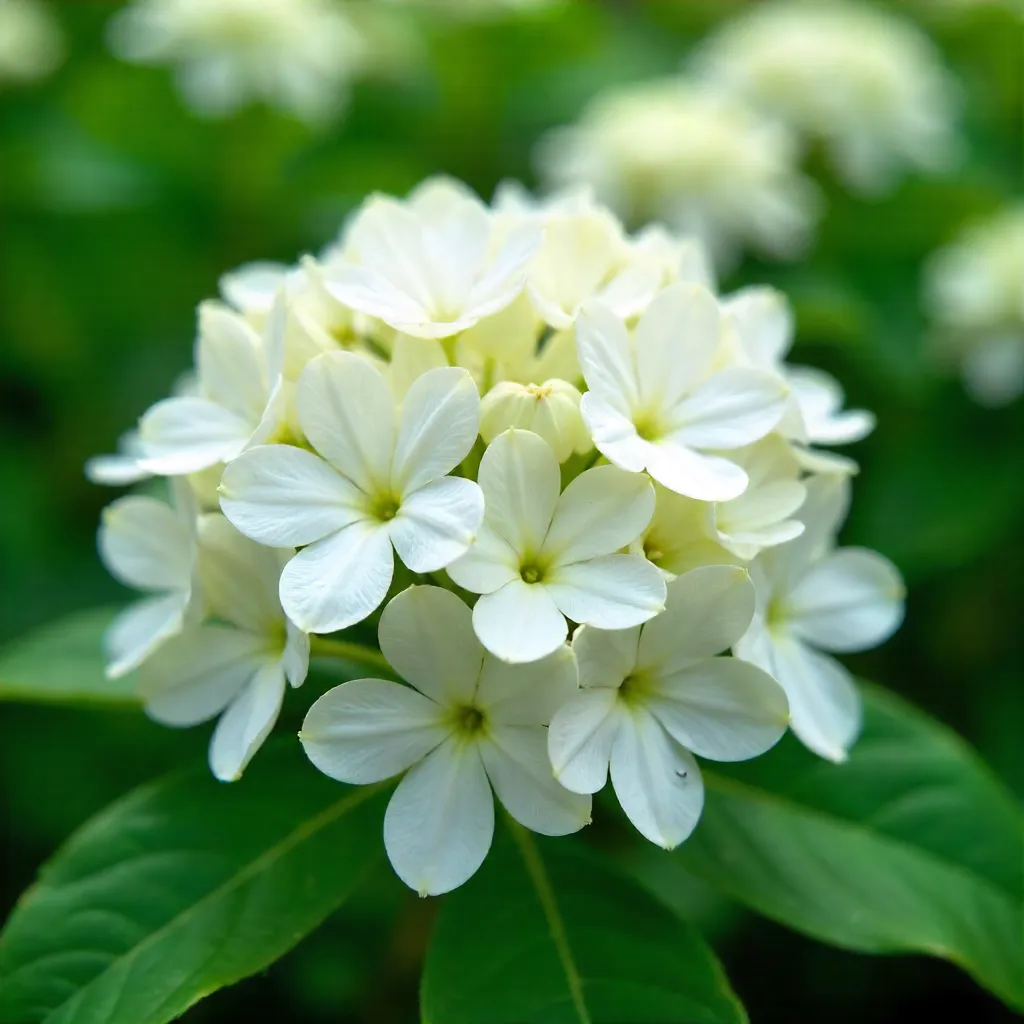 Macro Close-Up of Dense White Flower Cluster