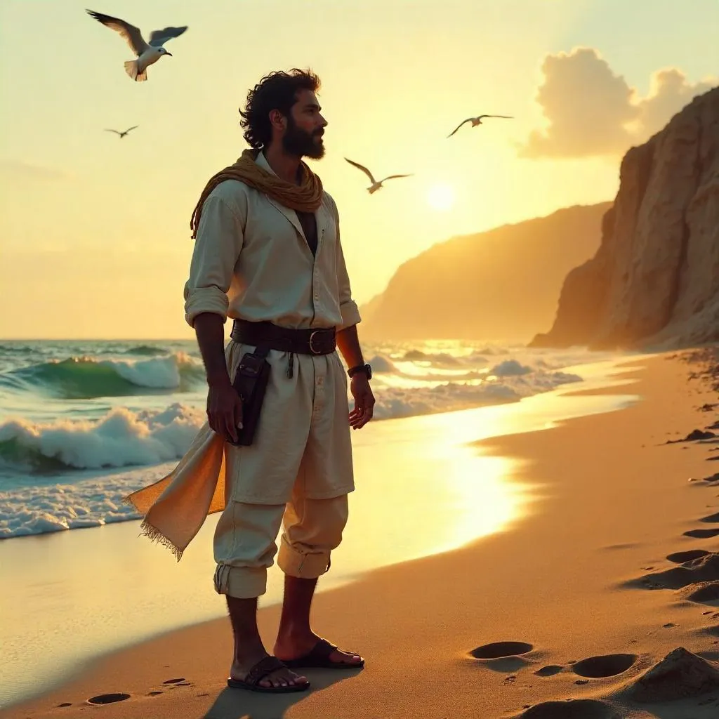 Coastal Concept Art: A Young Middle Eastern Man