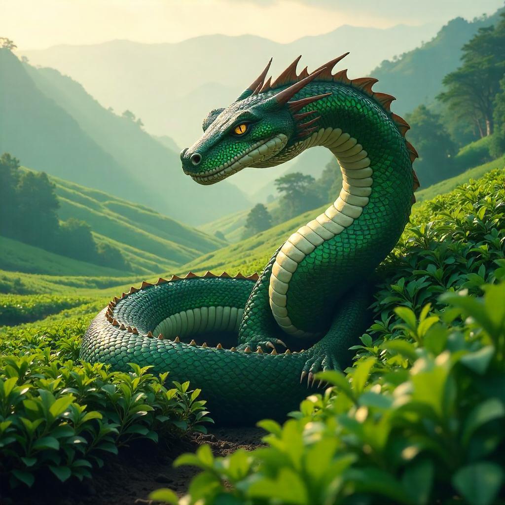 Basilisk Among Tea Plantation — Concept Art