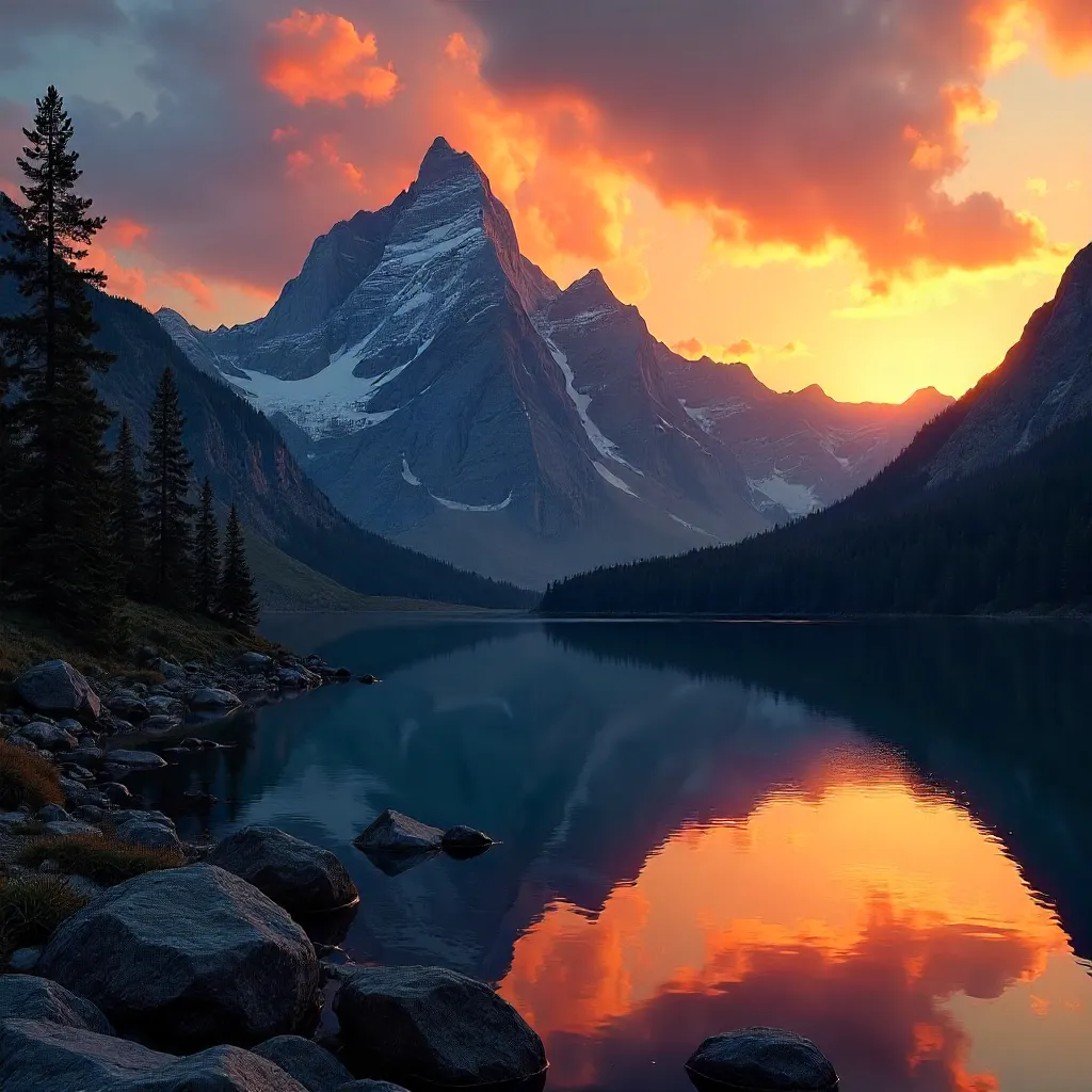 Majestic Mountain Silhouettes at Sunset