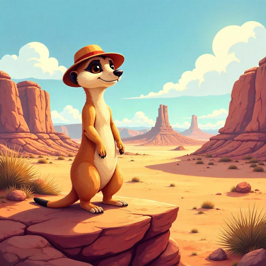 Meerkat in the Badlands Cartoon Adventure