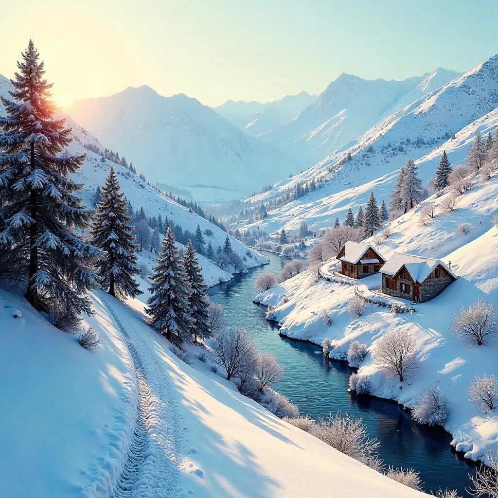 Snow-Covered Hills and Valleys of Kars, Türkiye