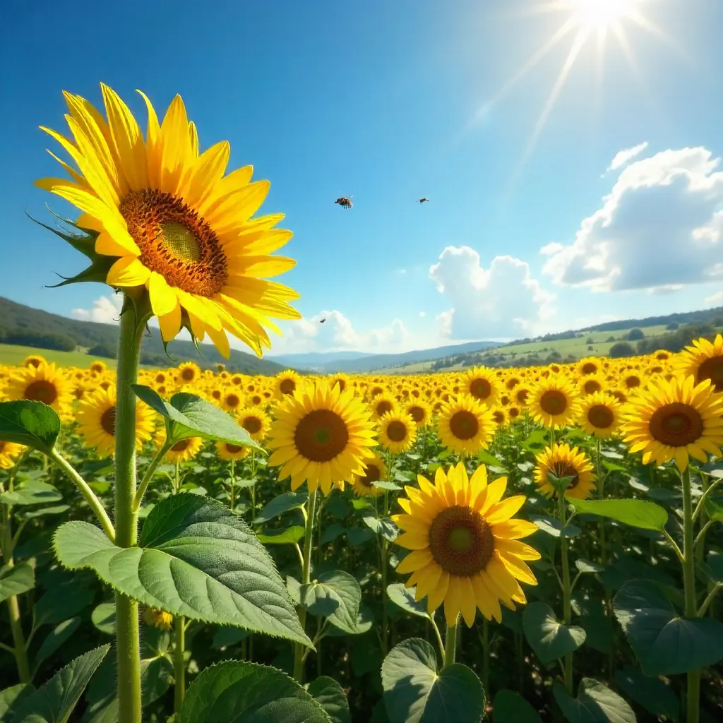 Vibrant Sunflower Field on a Sunny Summer Day
