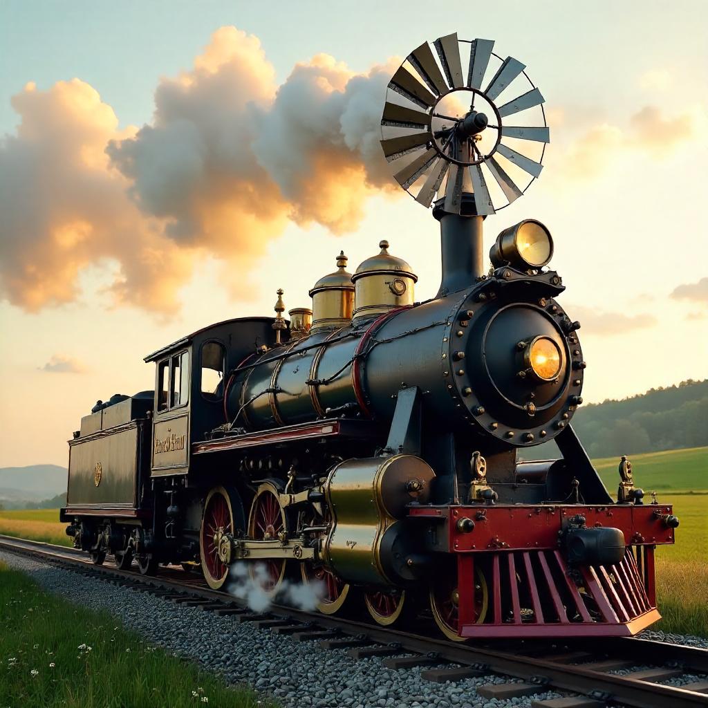 Photoreal Windmill Integrated into a Steam Engine
