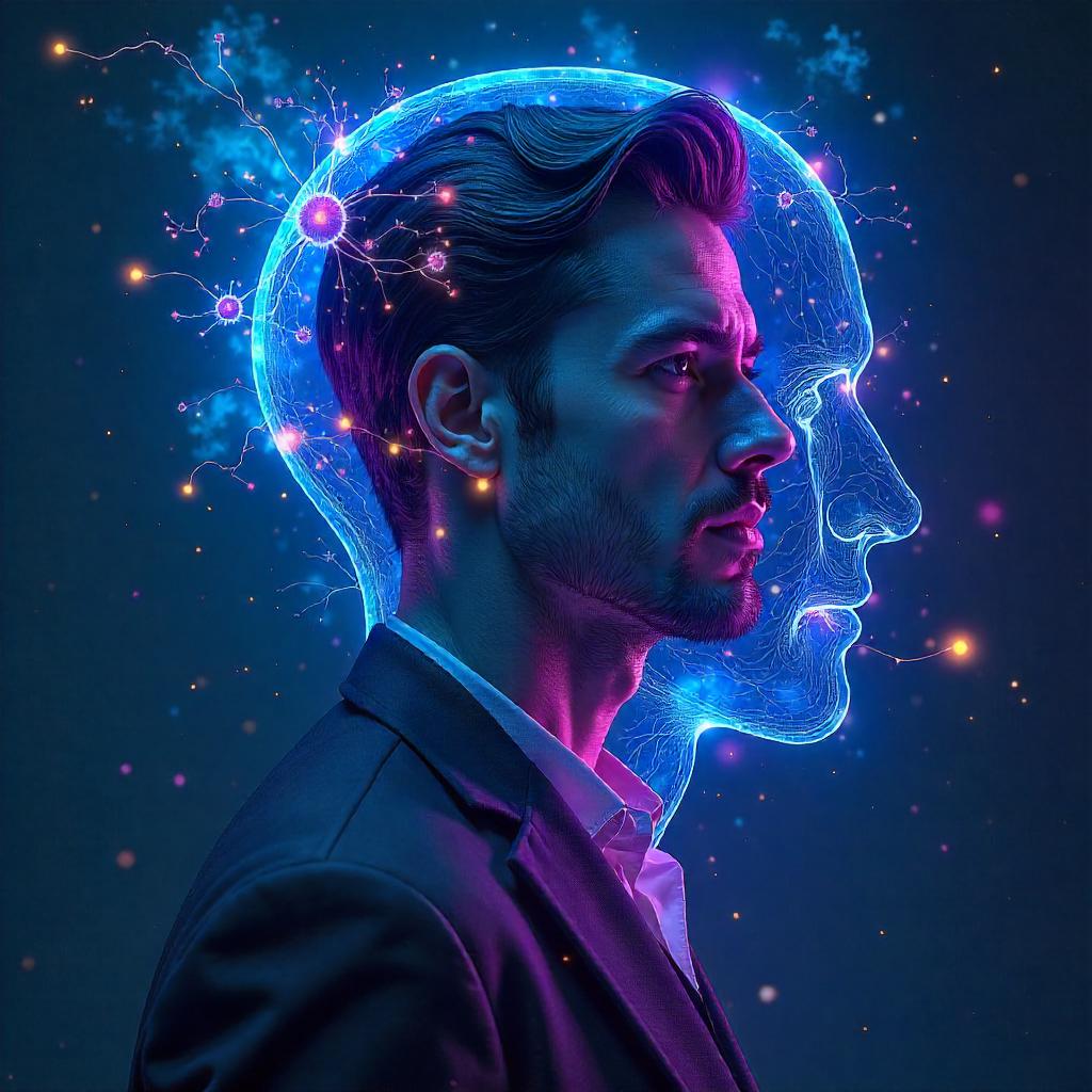 Handsome Man in a Mindscape: Digital Portrait