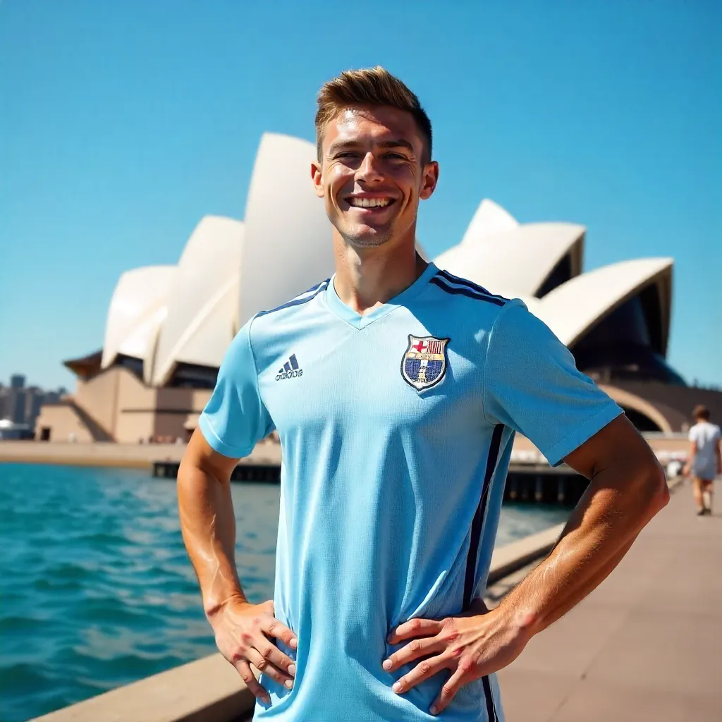 Jersey-clad Young Man at Sydney Opera House