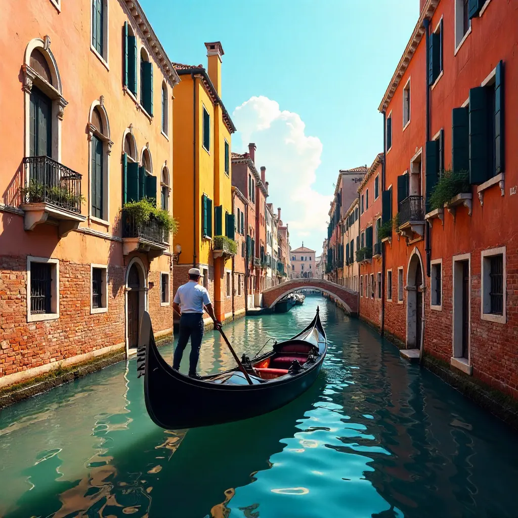 Gondola Glide Through Venice's Colorful Palazzi