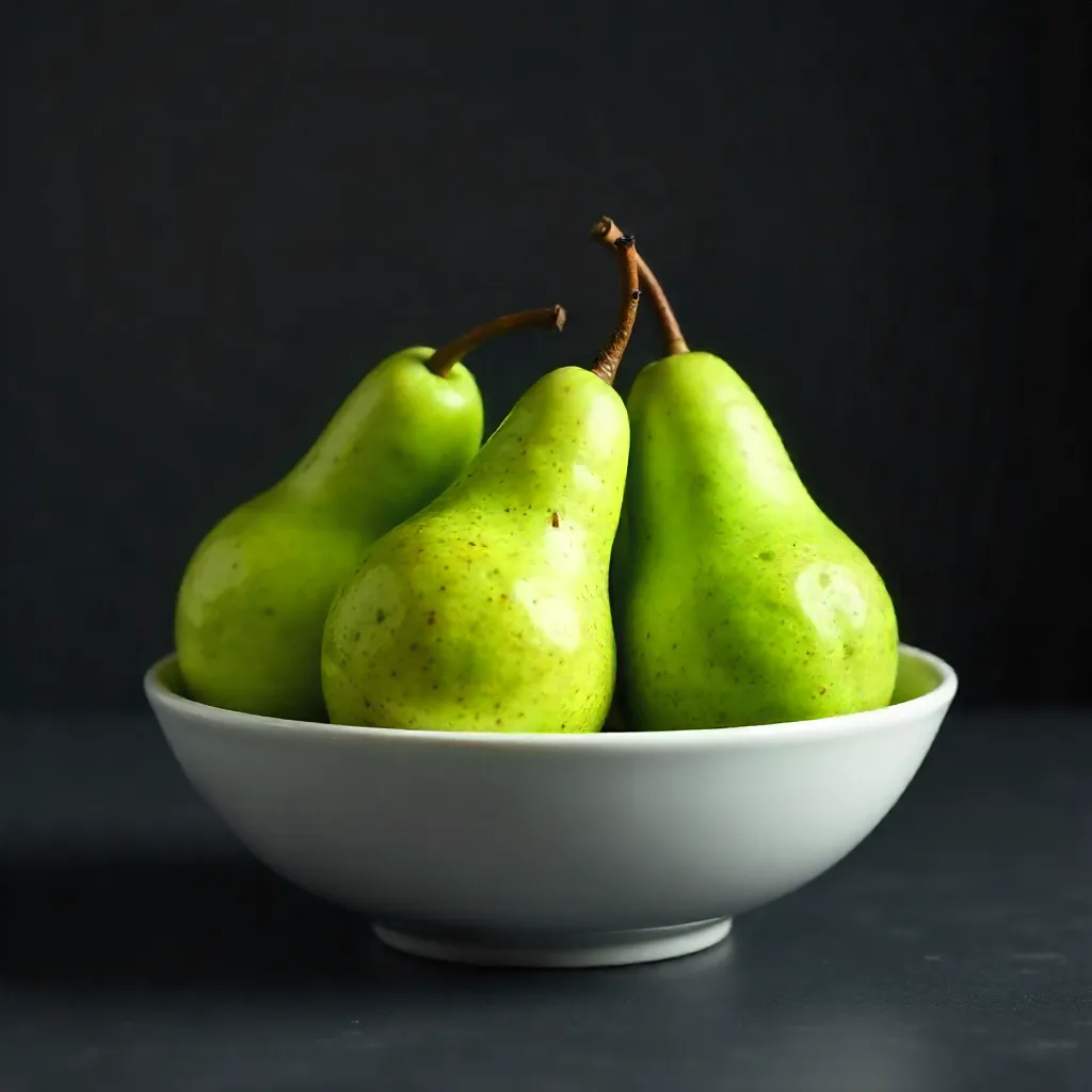 Minimalist White Bowl with Fresh Green Pears