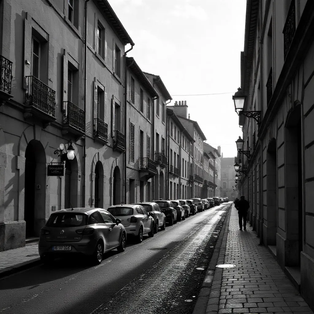 Monochrome Street View of Compiègne, France