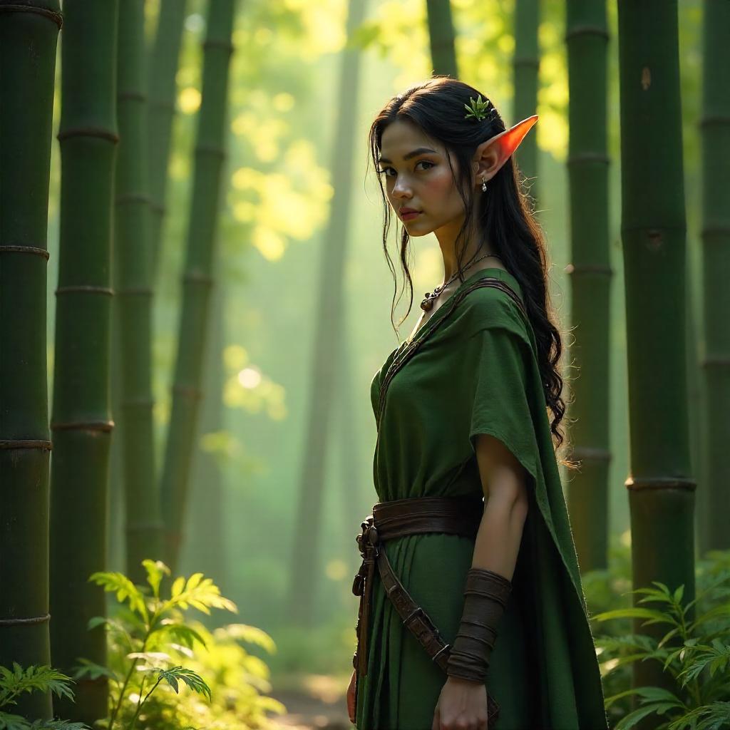 Photorealistic Elf in a Tranquil Bamboo Grove