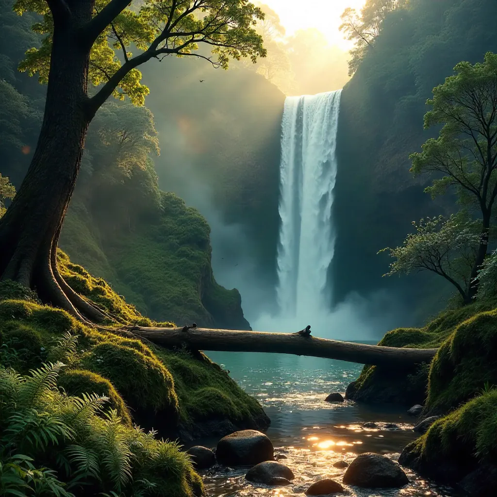 Tasmanian Forest Waterfall in Emerald Mist