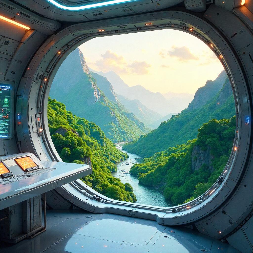 Valley in a Spaceship: A Watercolor Dream