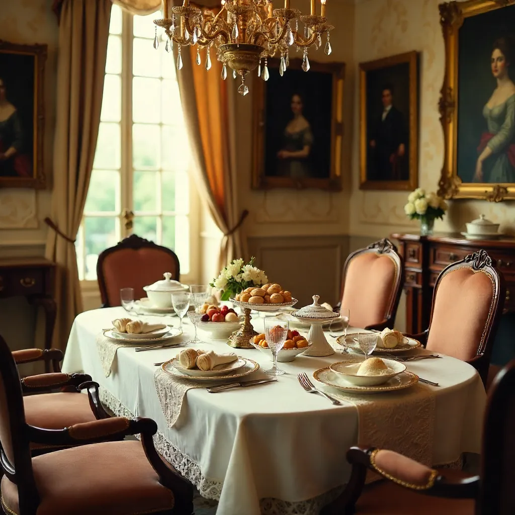 Elegant Vintage Dining Room with Portrait Treasures