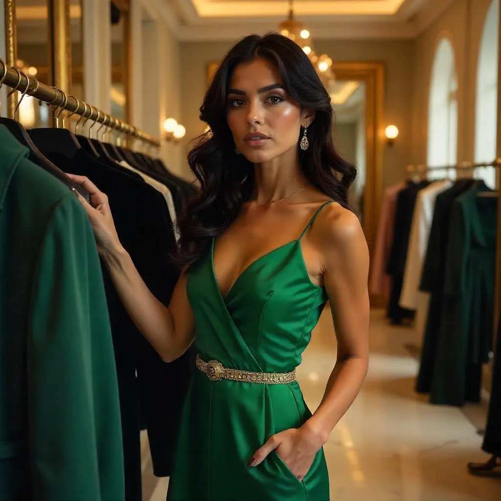 Elegant Latina in a Luxury Boutique