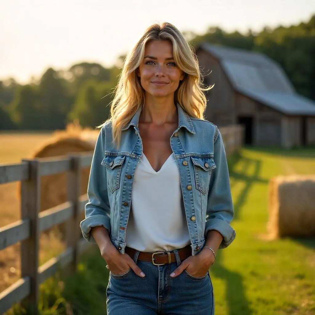 Golden Hour Farm Portrait of a White Woman
