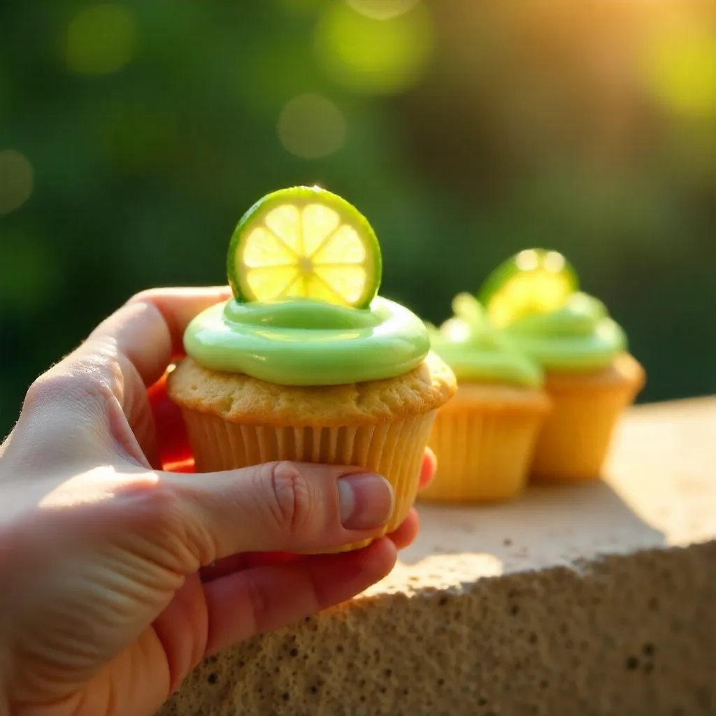 Sunlit Ledge Cupcake Trio with Lime Slice