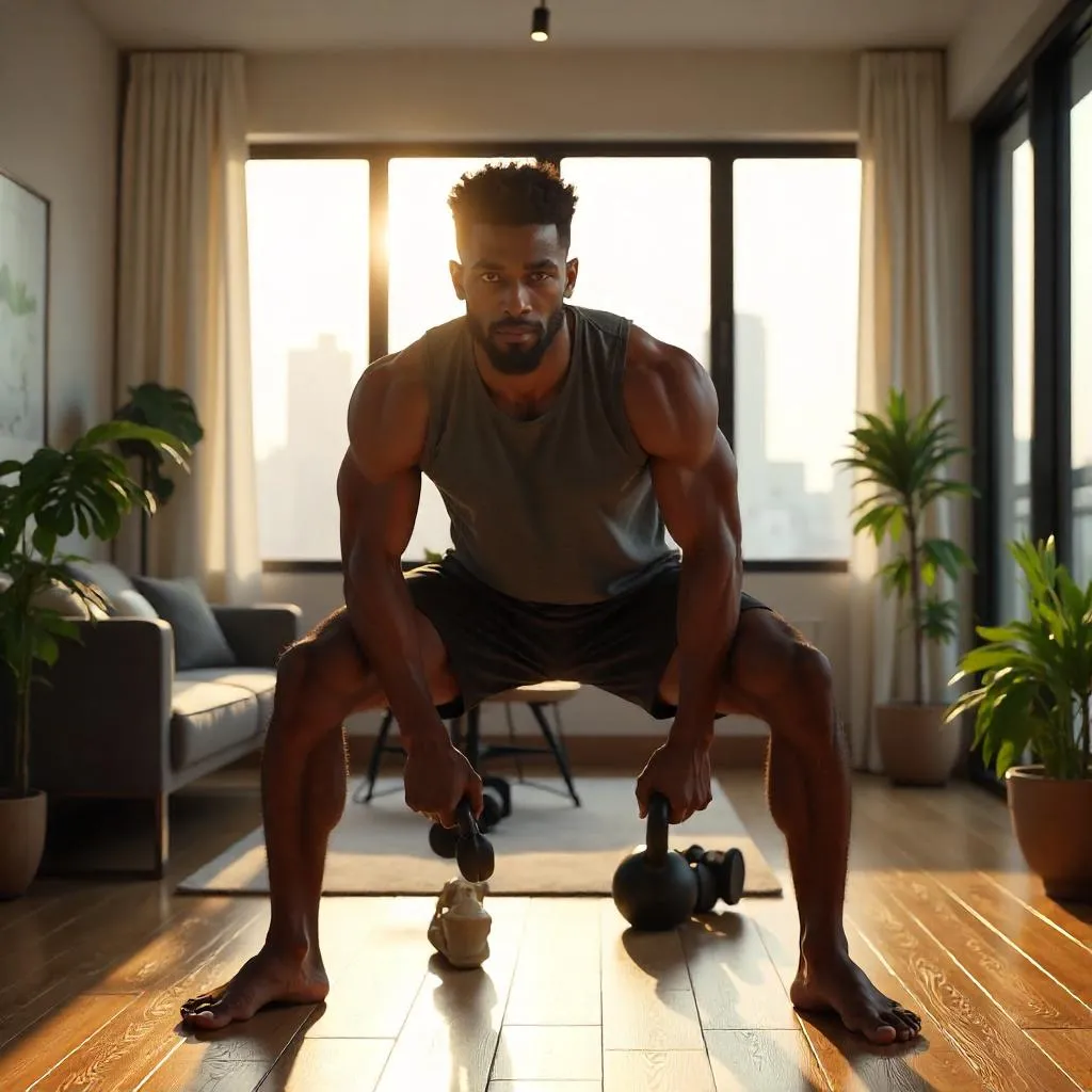 Photorealistic Athletic Black Man in a Modern Apartment