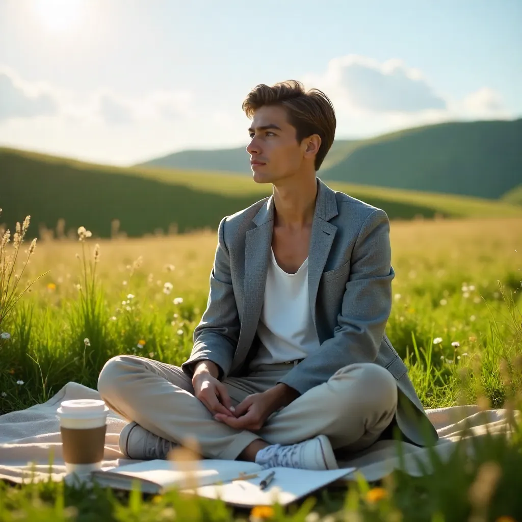 Young Professional in a Grassy Field
