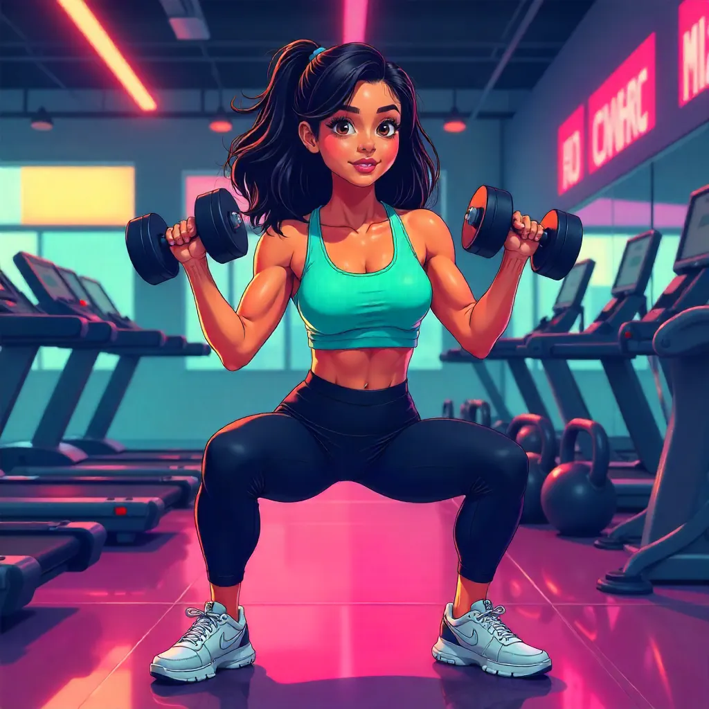 Anime Latina Athlete in the Gym