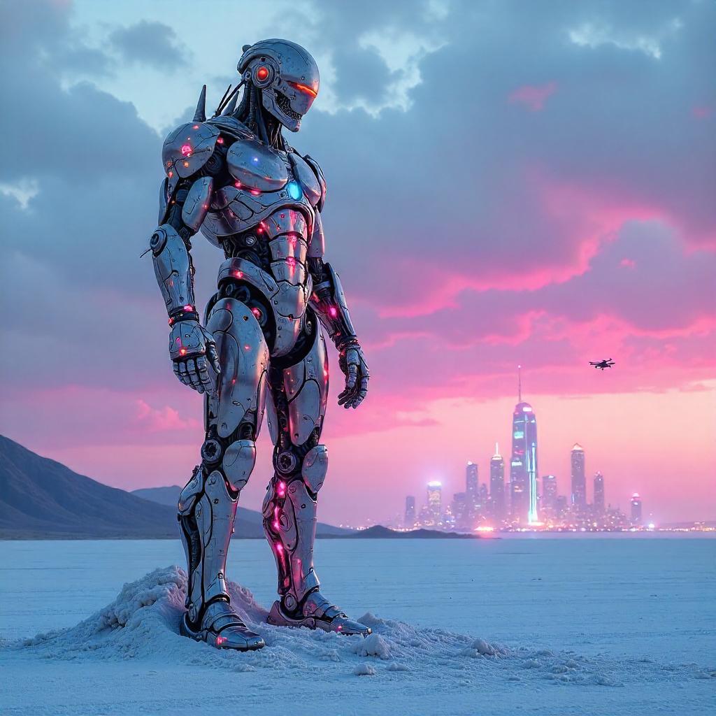 Neon Sentinel on the Salt Flats