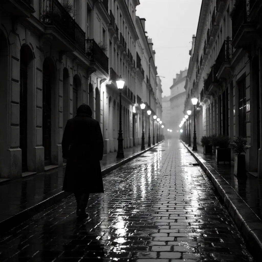 Rainy Paris Street Noir