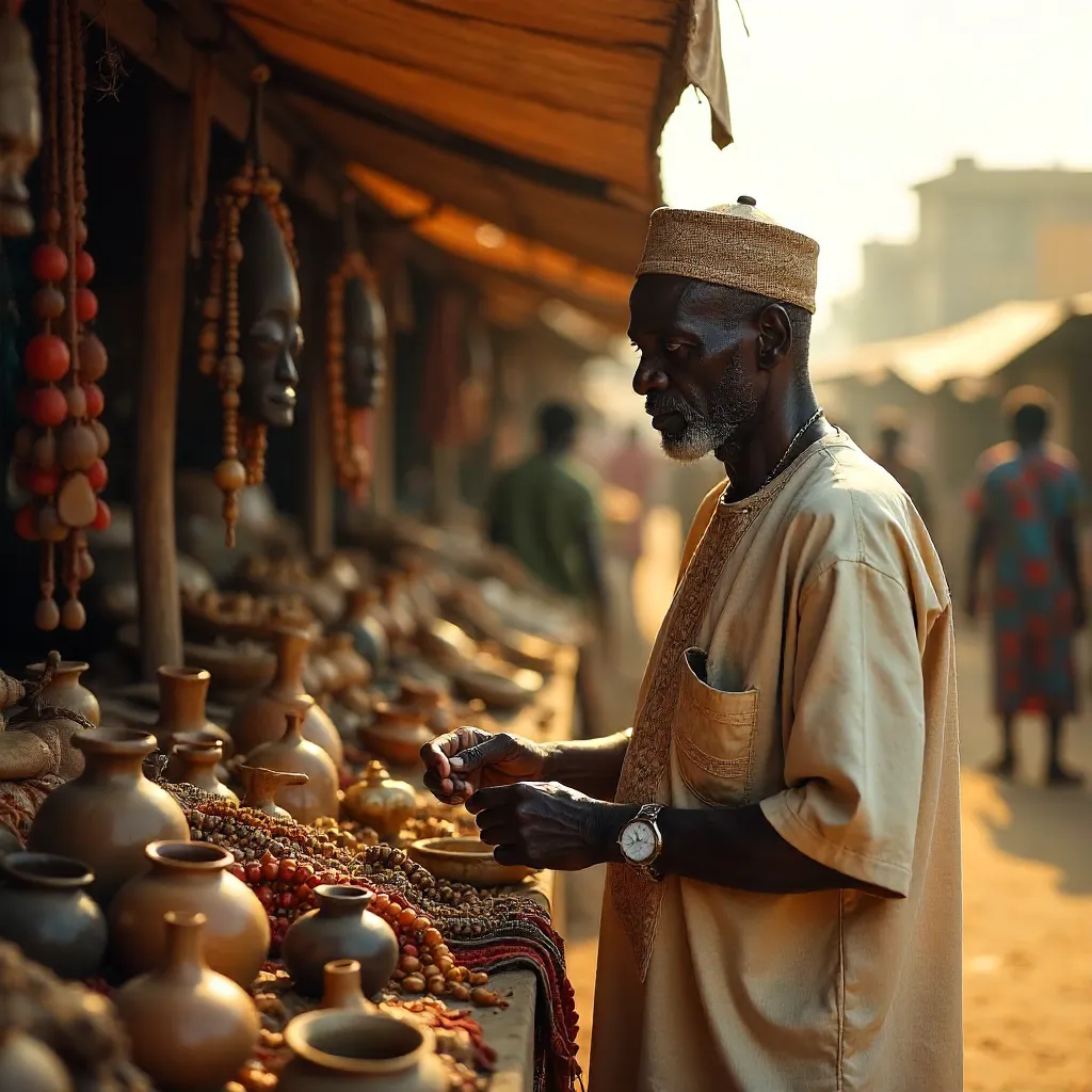 Golden Hour at a Nigerian Market with Crafts