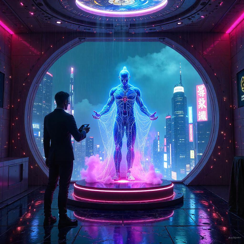 Genie Unleashed in a Neon Holodeck