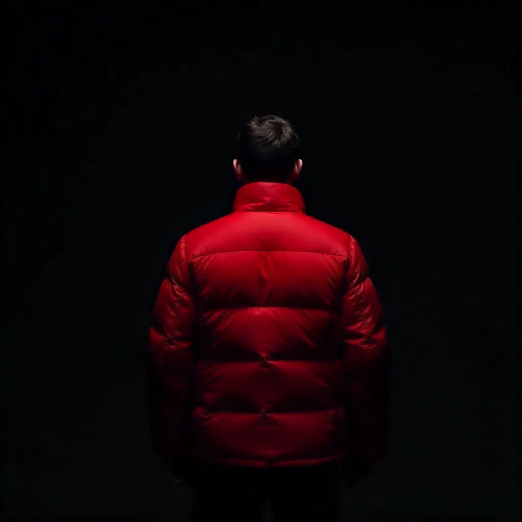 Back View of a Lone Figure in Red Jacket