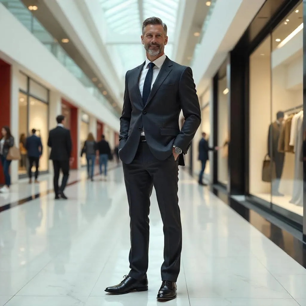 3D Render: Professional White Man in a Shopping Mall