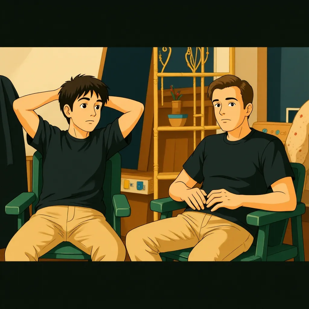 George Clooney and Alexander Payne in The Descendants (2011) - Anime style