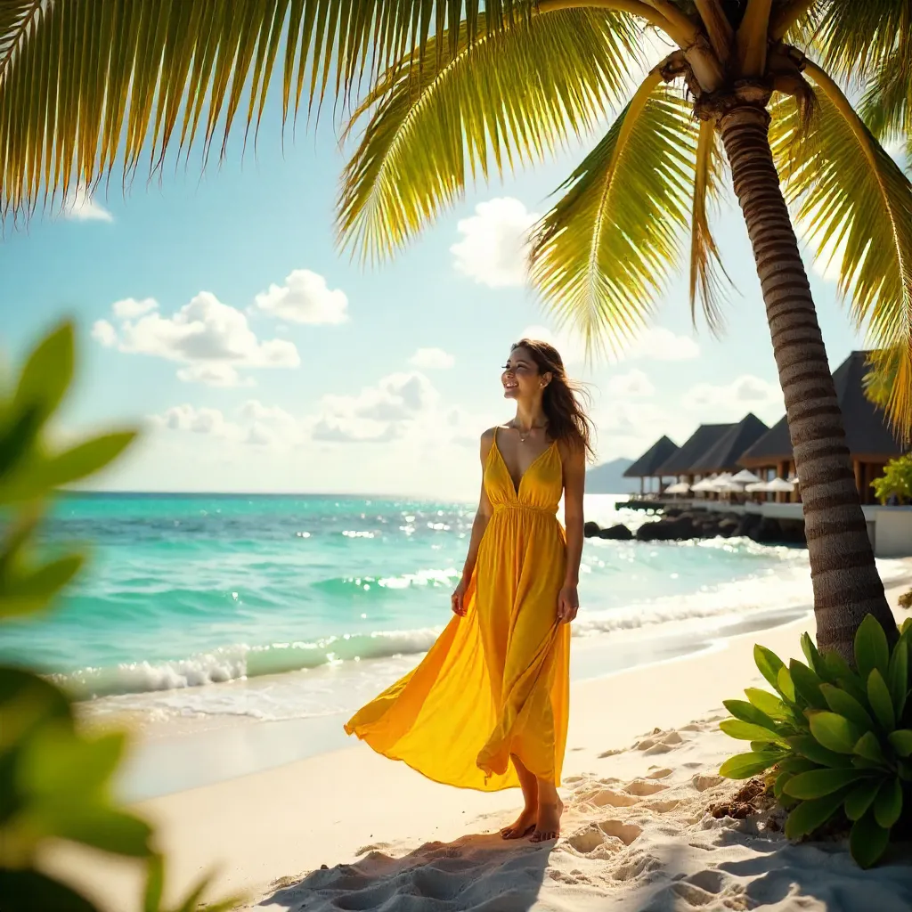 Sunny Bali Beach Resort: Woman in Yellow Dress
