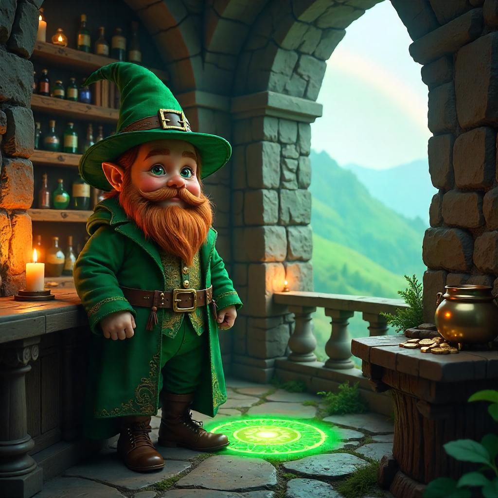 Leprechaun in a Photoreal Wizard Tower