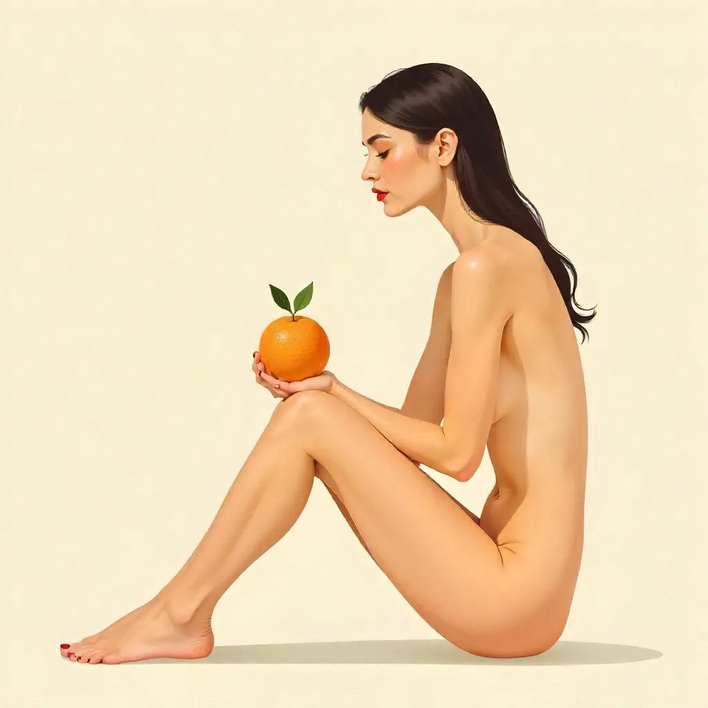 Minimalist Portrait: Woman Balancing an Orange