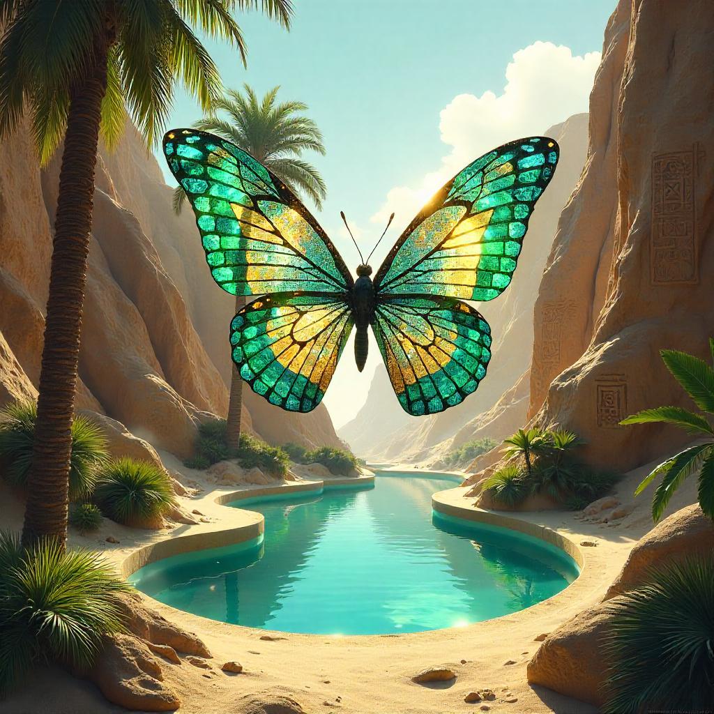 Butterfly Oasis Concept Art in Desert Light
