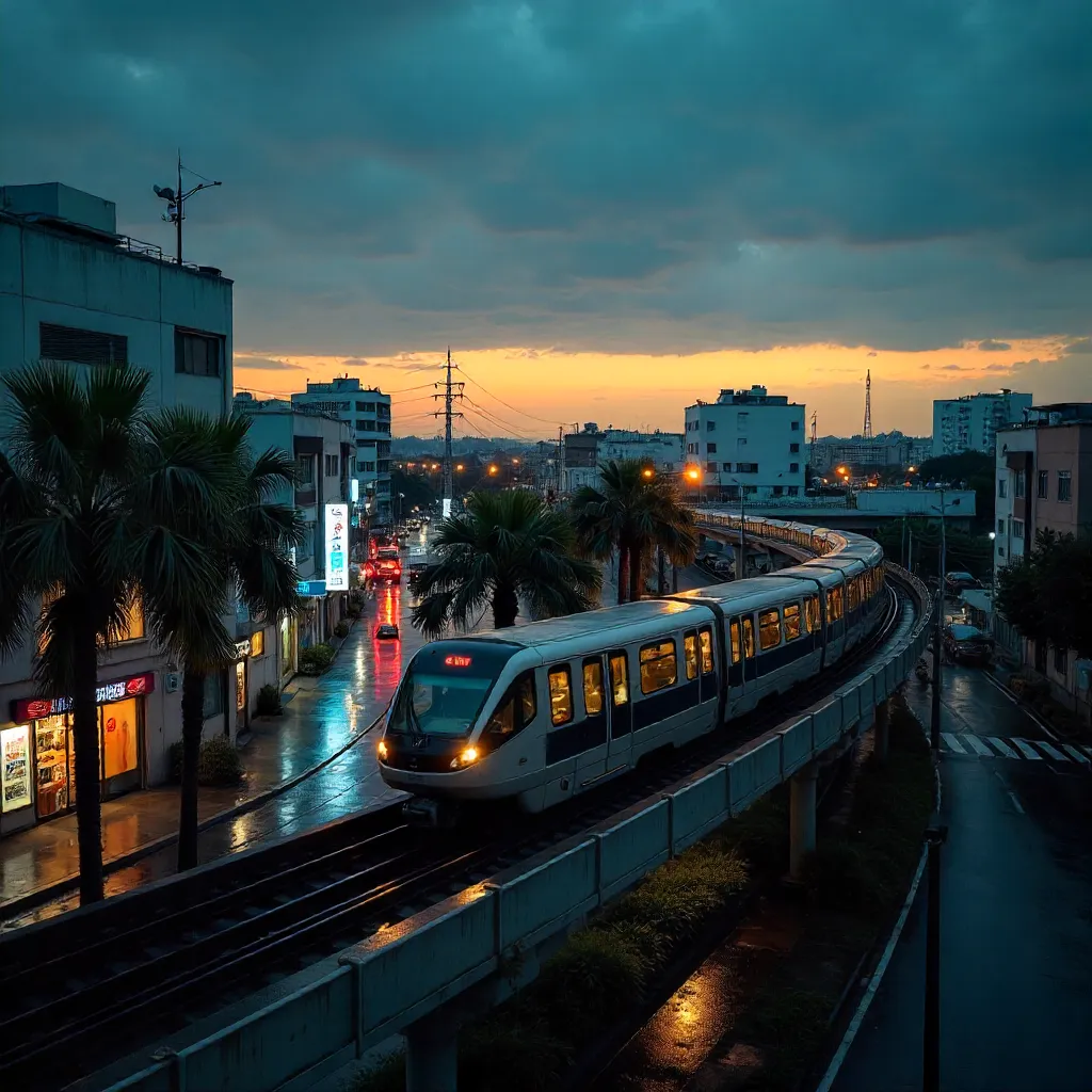 Twilight Tranquility over Naha Monorail at Dusk