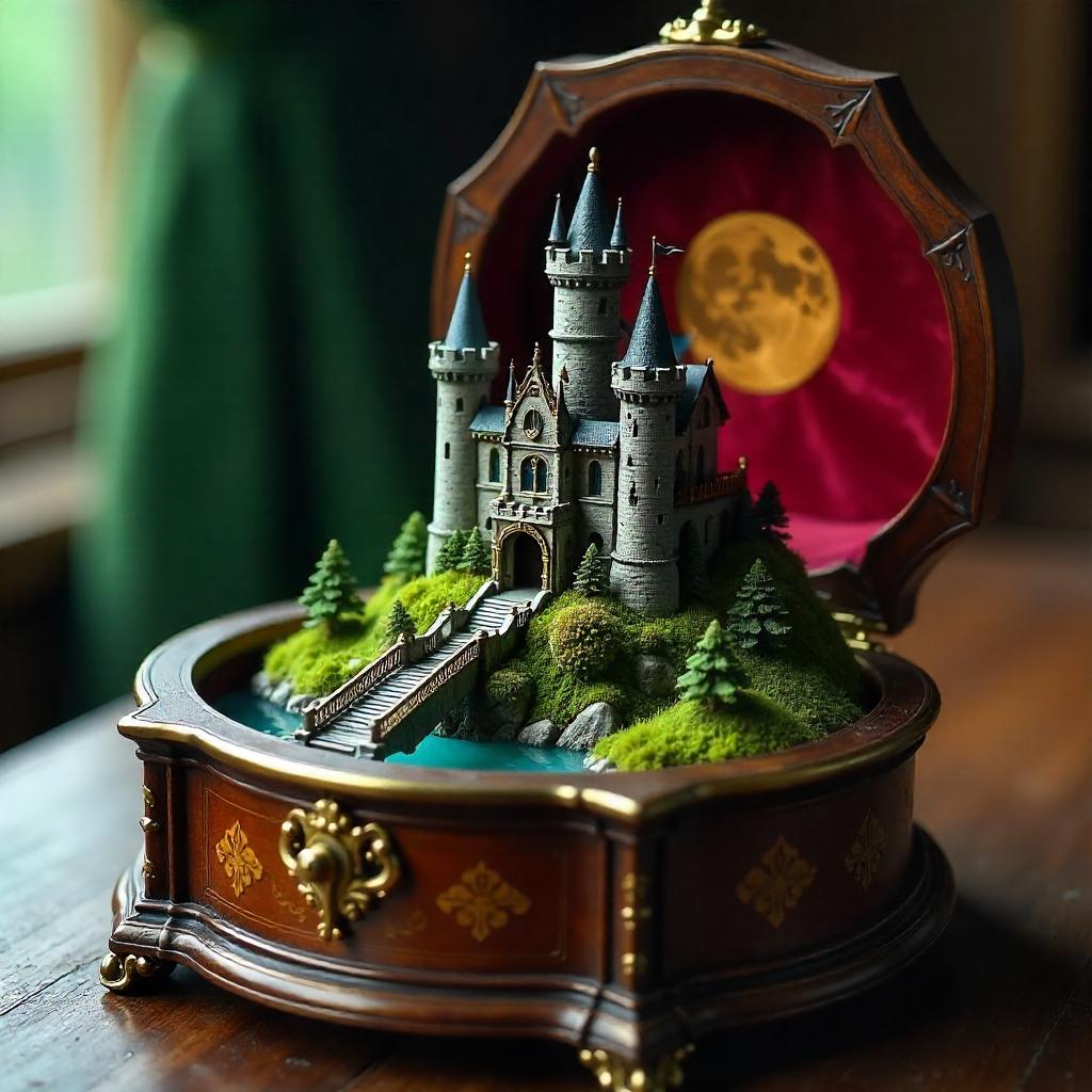 Photoreal Castle Diorama Inside a Music Box