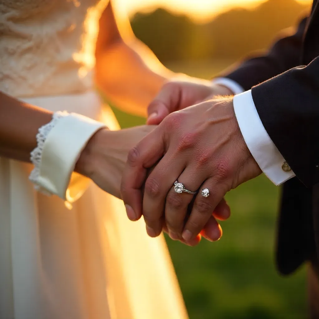 Close-Up: Newlywed Hands with Rings