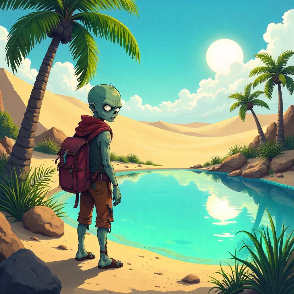 Anime Zombie in an Oasis: Desert Mirage