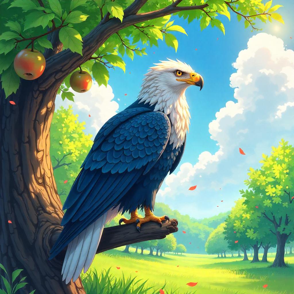 Majestic Eagle in an Anime Orchard