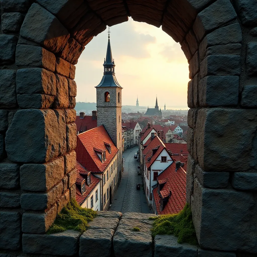 Toompea Tower Framed by Tallinn's Ancient Window