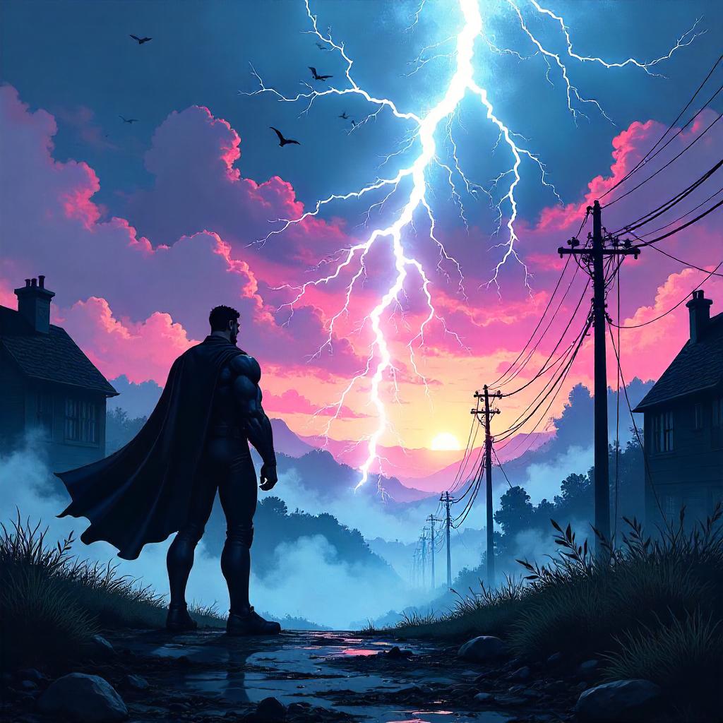 Dawn Mist Lightning: A Comic Book Scene