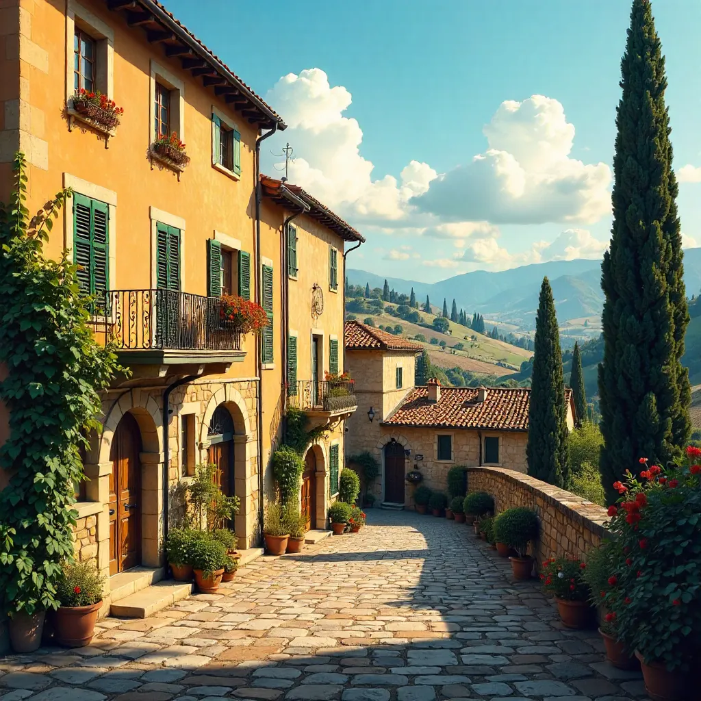 Terracotta-Roofed Tuscan Village Charm