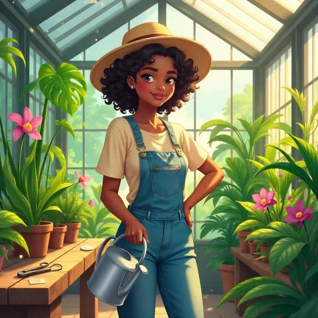Anime Greenhouse Dreams: Young Black Woman