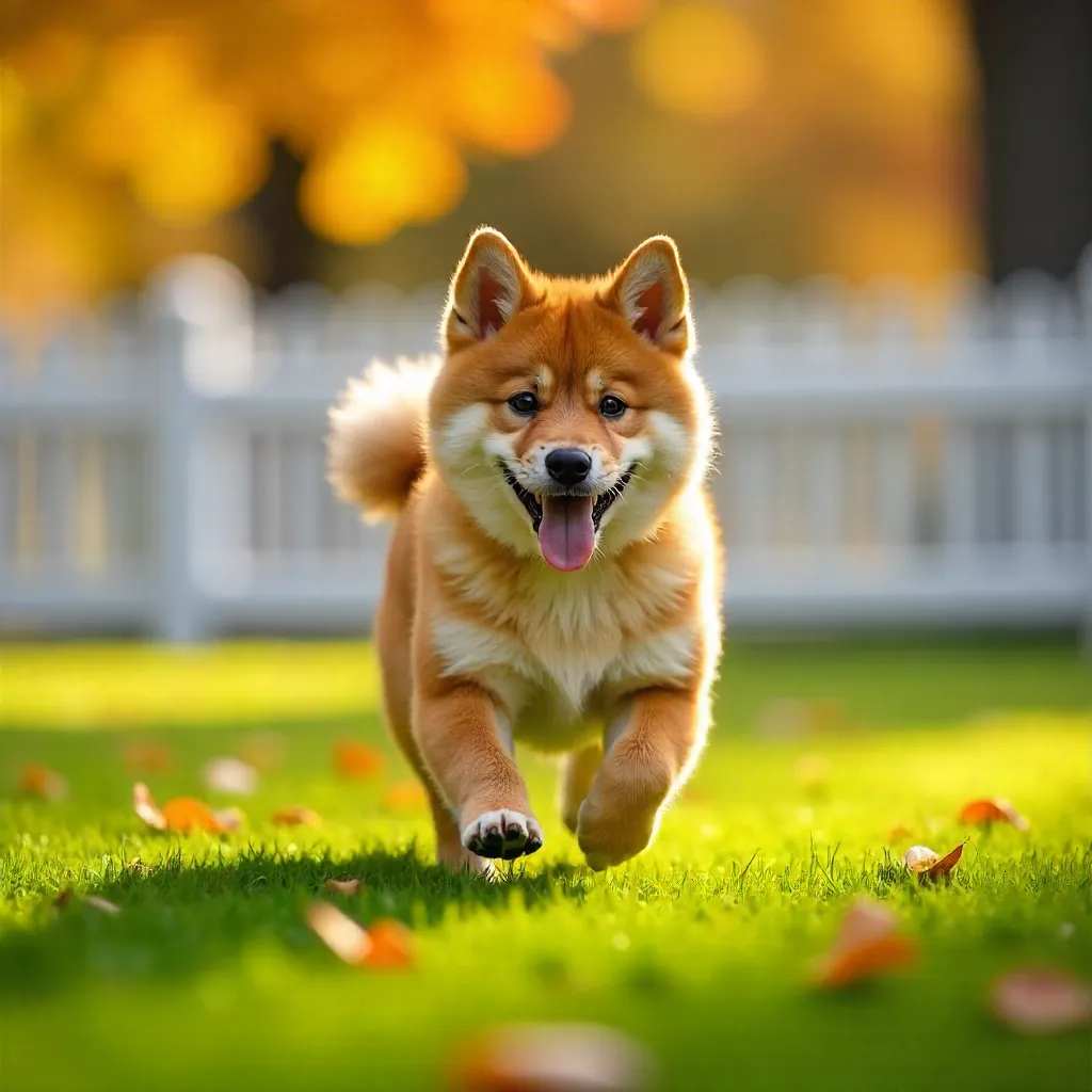 Autumn Playful Shiba Inu by White Picket Fence