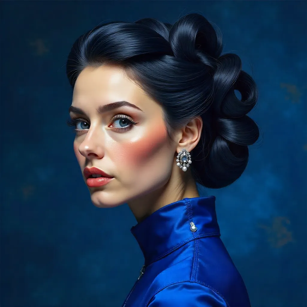 Blue Muse: Portrait in Deep Indigo