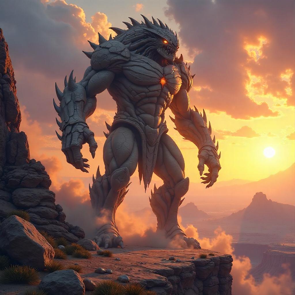 Earth Elemental on a Mesa at Golden Hour