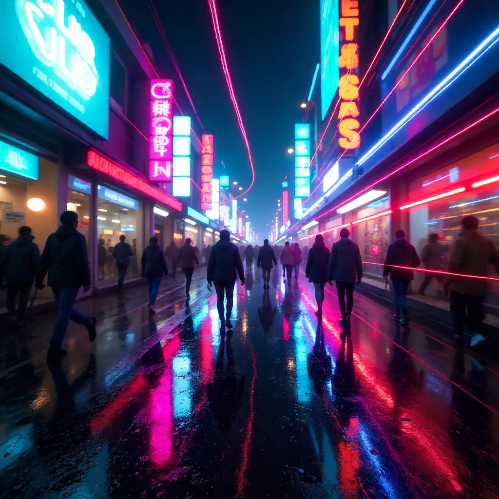 Neon Nightlife: Colorful Abstract Motion Blur