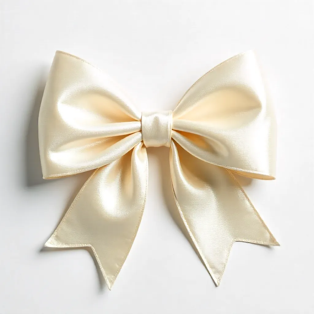 Cream Satin Bow on Crisp White Background