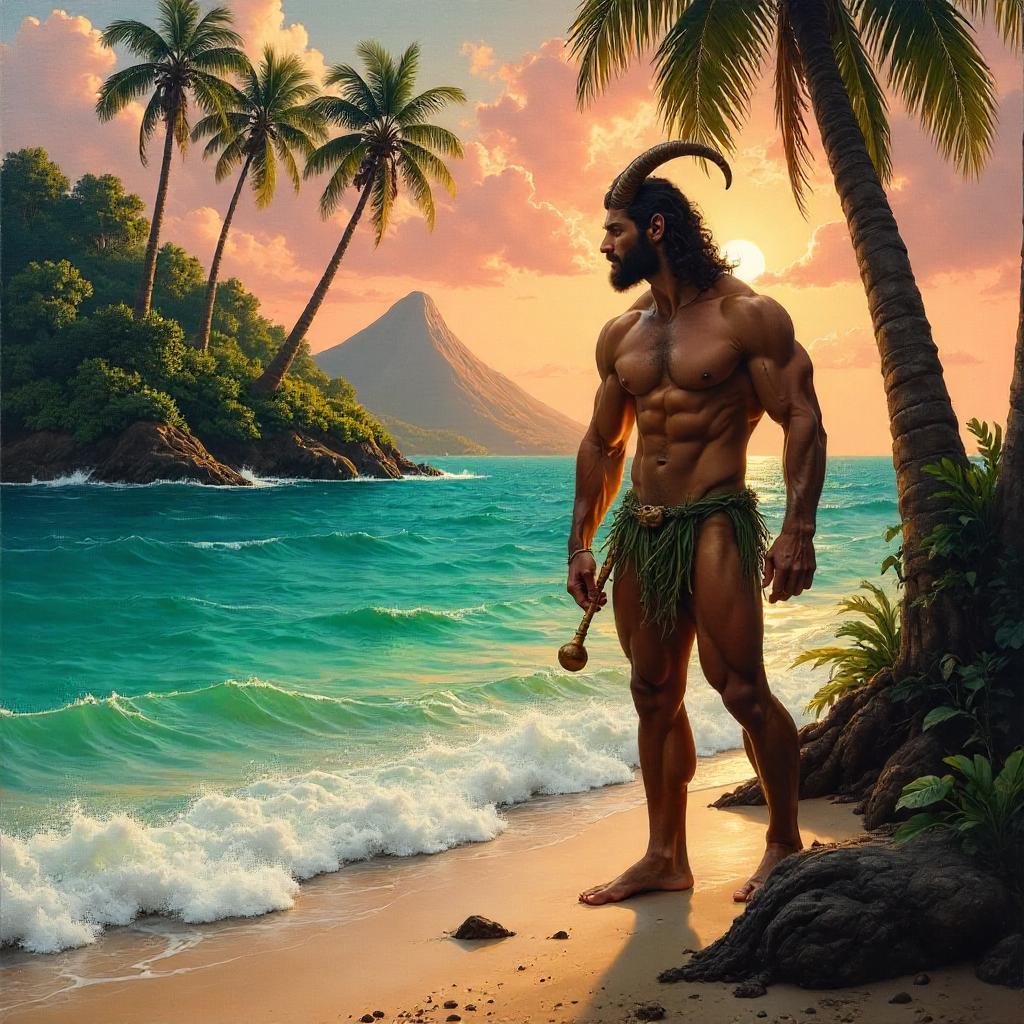 Satyr in Oil: Tropical Island Reverie