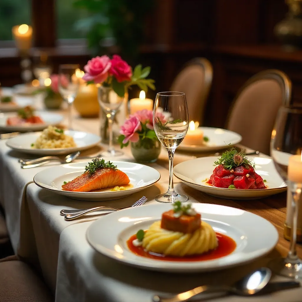 Luxurious Gourmet Feast: Exquisitely Plated Dishes